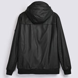 FAUX LEATHER HOODED JACKET