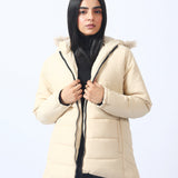 PUFFER JACKET WITH FUR DETAIL