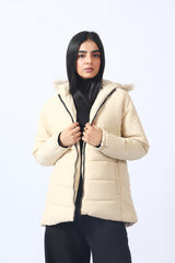 PUFFER JACKET WITH FUR DETAIL