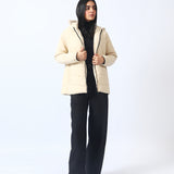 PUFFER JACKET WITH FUR DETAIL