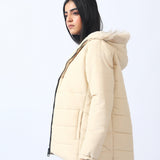 PUFFER JACKET WITH FUR DETAIL