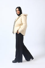 PUFFER JACKET WITH FUR DETAIL