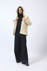 PUFFER JACKET WITH FUR DETAIL