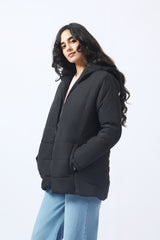 PUFFER JACKET WITH FUR DETAIL