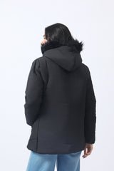 PUFFER JACKET WITH FUR DETAIL