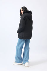 PUFFER JACKET WITH FUR DETAIL