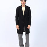 TEXTURED WOOL BLEND LONG COAT