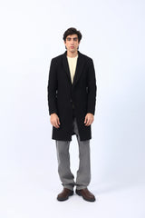 TEXTURED WOOL BLEND LONG COAT