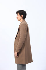 TEXTURED WOOL BLEND LONG COAT