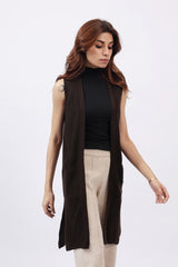 LONG SLEEVELESS CARDIGAN