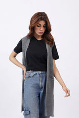 LONG SLEEVELESS CARDIGAN