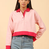 CROPPED CONTRAST COLOR SWEATSHIRT