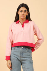 CROPPED CONTRAST COLOR SWEATSHIRT