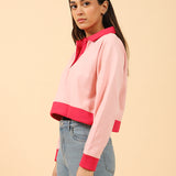 CROPPED CONTRAST COLOR SWEATSHIRT