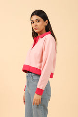 CROPPED CONTRAST COLOR SWEATSHIRT