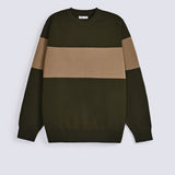 CREW NECK COLOR BLOCKING SWEATER