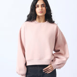 CROPPED SWEATSHIRT WITH BALLOON SLEEVE