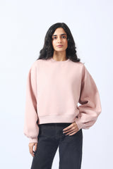 CROPPED SWEATSHIRT WITH BALLOON SLEEVE