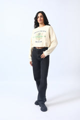 CROPPED SWEATSHIRT WITH ELASTICATED HEM