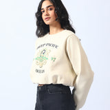 CROPPED SWEATSHIRT WITH ELASTICATED HEM