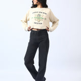 CROPPED SWEATSHIRT WITH ELASTICATED HEM