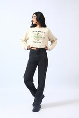 CROPPED SWEATSHIRT WITH ELASTICATED HEM