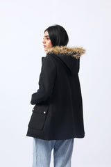 COAT WITH FUR HOOD