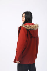 COAT WITH FUR HOOD