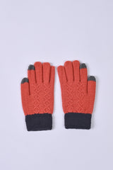 SOLID GLOVES WITH CONTRASTING HEM