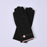 SOLID GLOVES WITH CONTRAST PIPING