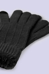 SOLID GLOVES WITH FUR DETAIL