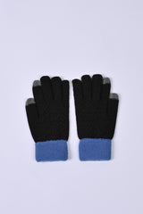 SOLID GLOVES WITH CONTRASTING HEM