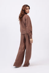 WIDE LEG TROUSERS WITH SLIT