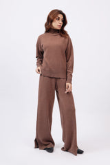 WIDE LEG TROUSERS WITH SLIT