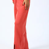 WIDE LEG TROUSERS WITH FRONT SLIT