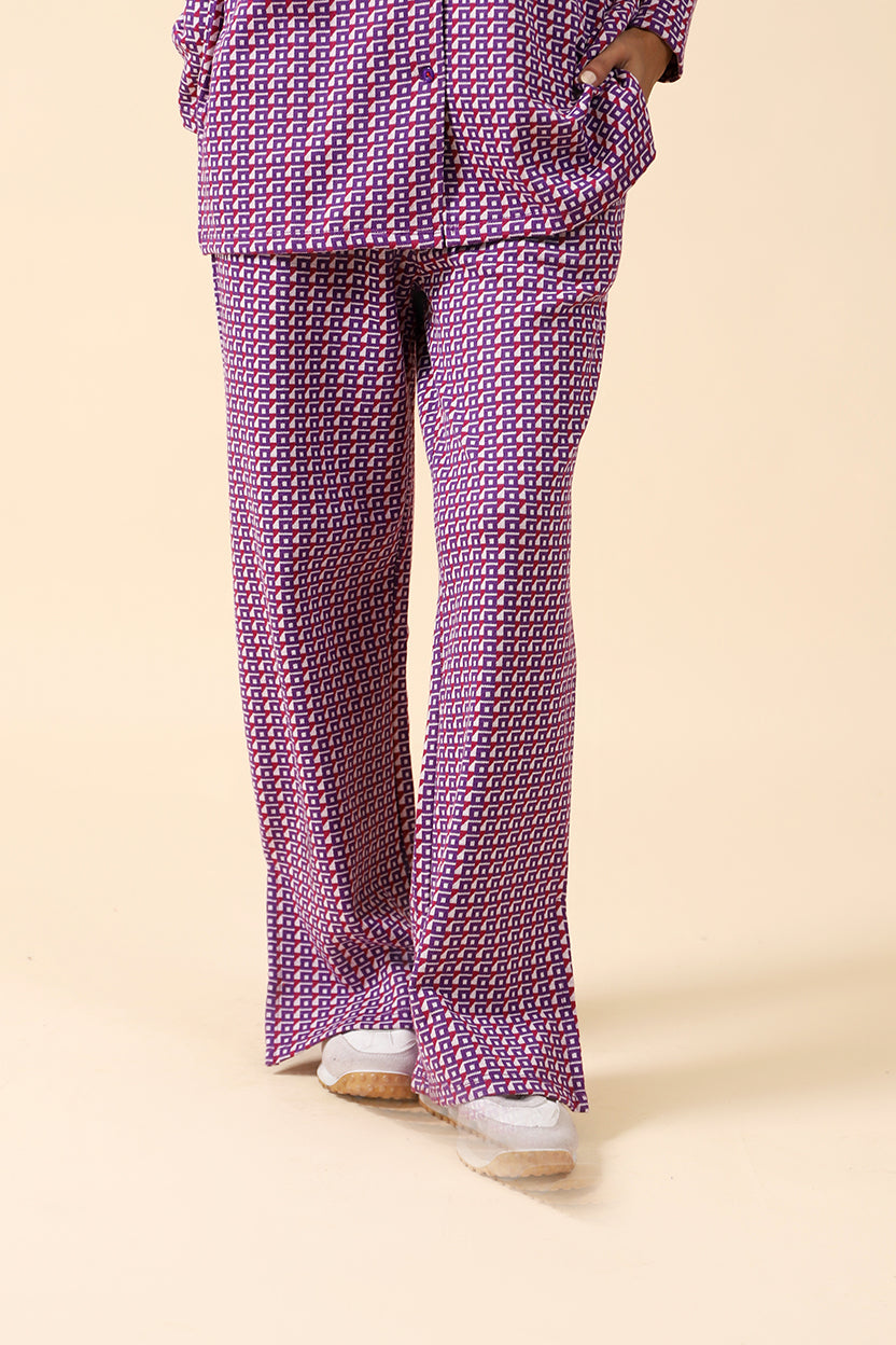 PATTERNED WIDE LEG TROUSER