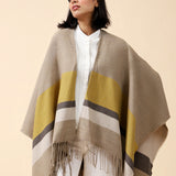 COLOR BLOCK CAPE SHAWL