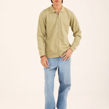 TEXTURED ZIPPER FULL SLEEVE POLO