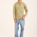 TEXTURED ZIPPER FULL SLEEVE POLO