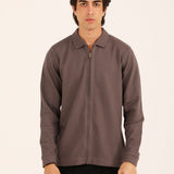 TEXTURED ZIPPER FULL SLEEVE POLO