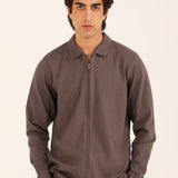 TEXTURED ZIPPER FULL SLEEVE POLO