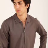 TEXTURED ZIPPER FULL SLEEVE POLO