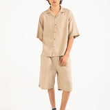 BAGGY FIT TEXTURED RESORT COLLAR SHIRT