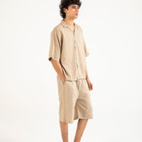 BAGGY FIT TEXTURED RESORT COLLAR SHIRT