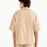 BAGGY FIT TEXTURED RESORT COLLAR SHIRT