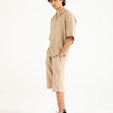 BAGGY FIT TEXTURED RESORT COLLAR SHIRT