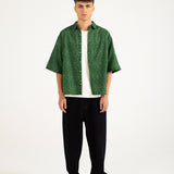 RESORT COLLAR CHIKANKARI BOXY FIT SHIRT