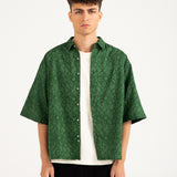 RESORT COLLAR CHIKANKARI BOXY FIT SHIRT