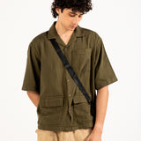 BAGGY FIT TEXTURED RESORT COLLAR SHIRT