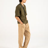 BAGGY FIT TEXTURED RESORT COLLAR SHIRT